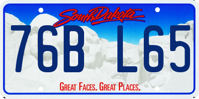SD license plate 76BL65