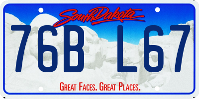SD license plate 76BL67