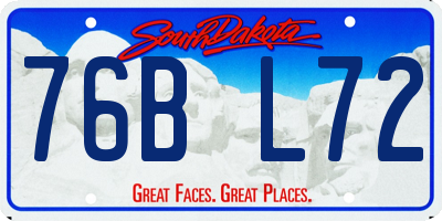 SD license plate 76BL72