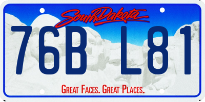 SD license plate 76BL81