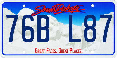 SD license plate 76BL87