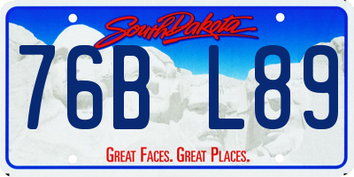 SD license plate 76BL89