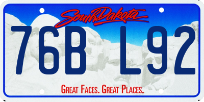 SD license plate 76BL92