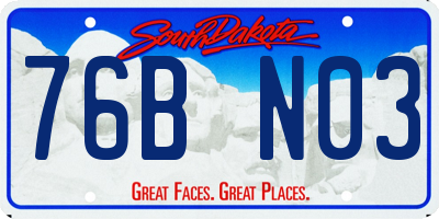 SD license plate 76BN03