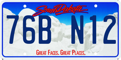 SD license plate 76BN12