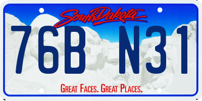 SD license plate 76BN31