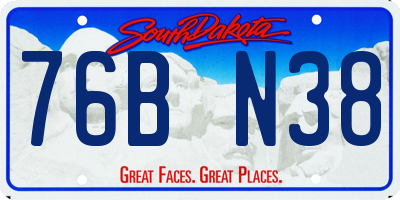 SD license plate 76BN38
