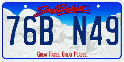 SD license plate 76BN49