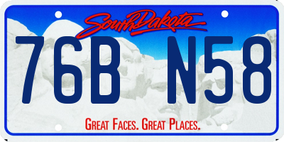SD license plate 76BN58