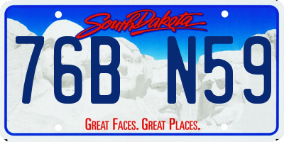 SD license plate 76BN59