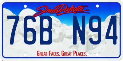 SD license plate 76BN94