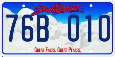 SD license plate 76BO10