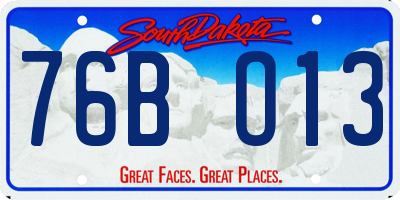 SD license plate 76BO13