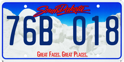 SD license plate 76BO18