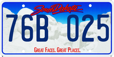 SD license plate 76BO25