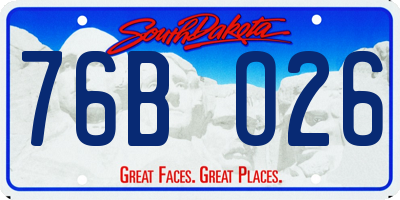 SD license plate 76BO26