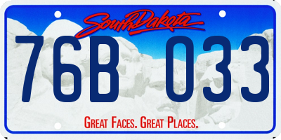 SD license plate 76BO33