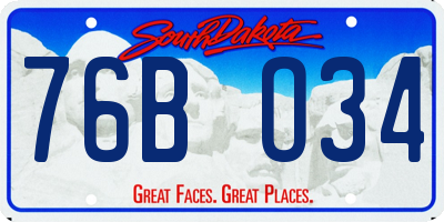 SD license plate 76BO34