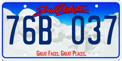 SD license plate 76BO37