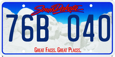 SD license plate 76BO40