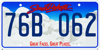 SD license plate 76BO62