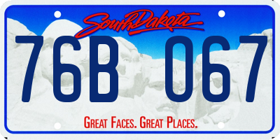 SD license plate 76BO67
