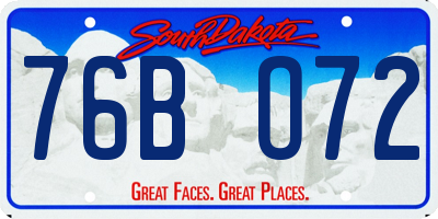 SD license plate 76BO72