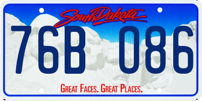 SD license plate 76BO86