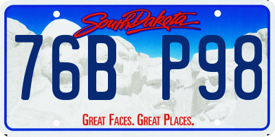 SD license plate 76BP98