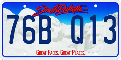 SD license plate 76BQ13