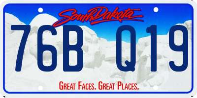 SD license plate 76BQ19