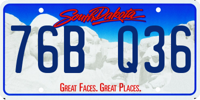 SD license plate 76BQ36