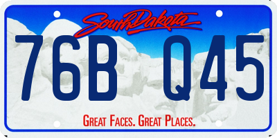 SD license plate 76BQ45