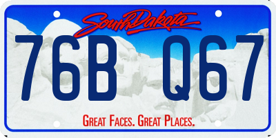 SD license plate 76BQ67