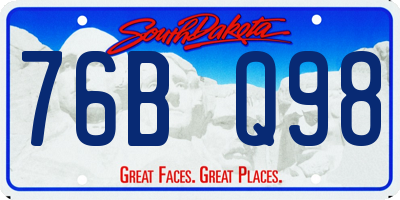 SD license plate 76BQ98