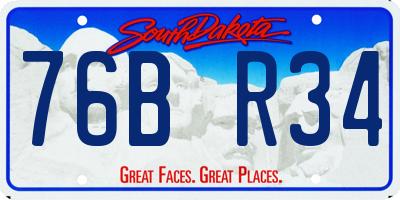 SD license plate 76BR34