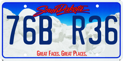SD license plate 76BR36