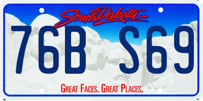 SD license plate 76BS69