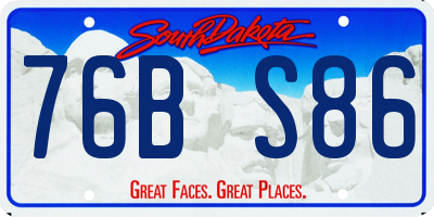 SD license plate 76BS86