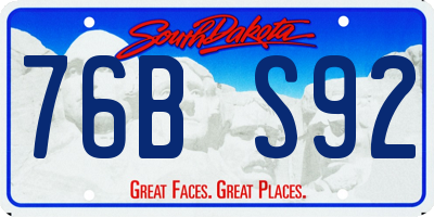 SD license plate 76BS92