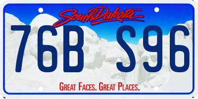 SD license plate 76BS96