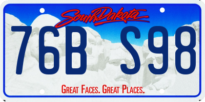 SD license plate 76BS98