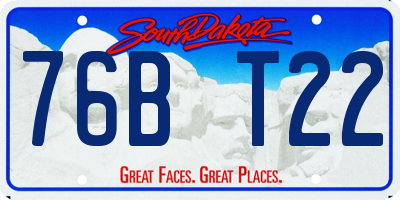 SD license plate 76BT22