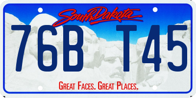SD license plate 76BT45