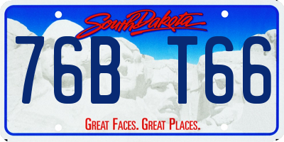 SD license plate 76BT66