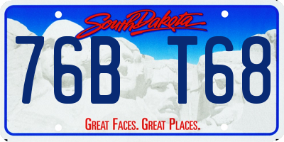 SD license plate 76BT68