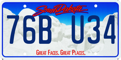 SD license plate 76BU34