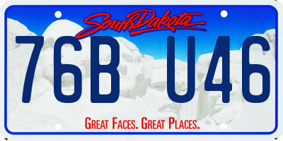 SD license plate 76BU46