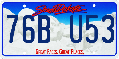 SD license plate 76BU53