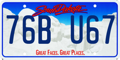SD license plate 76BU67